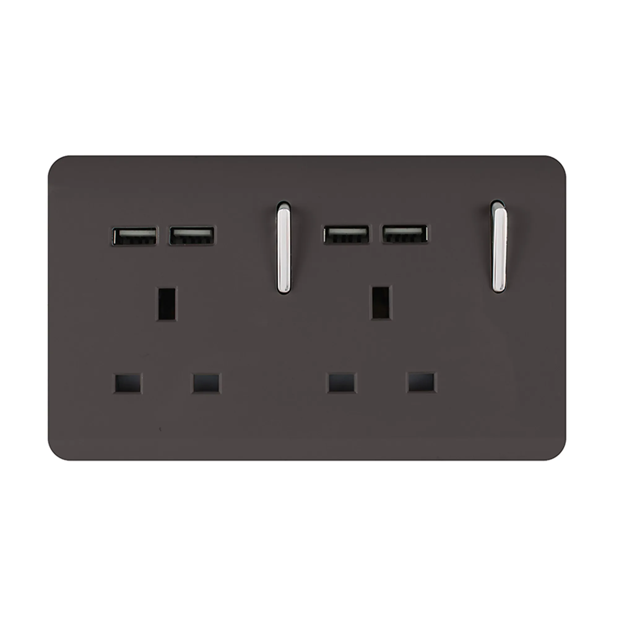 ART-SKT213USBDB  2 Gang 13Amp Switched Double Socket With 4X 2.1Mah USB Dark Brown
